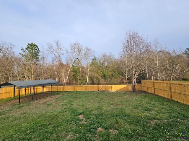 view of yard featuring a carport