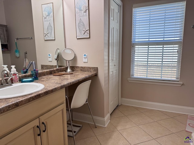 bathroom featuring vanity and tile patterned flooring