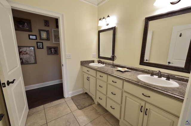 bathroom featuring vanity and tile patterned flooring