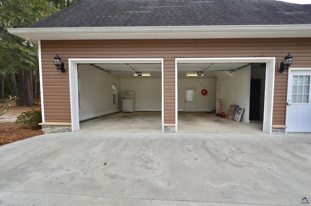 garage with a garage door opener