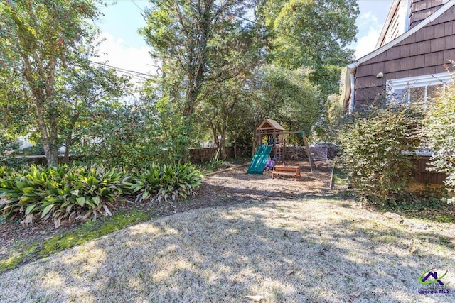 view of yard featuring a playground