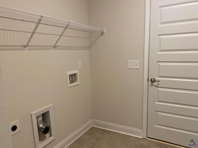 washroom with washer hookup and hookup for an electric dryer