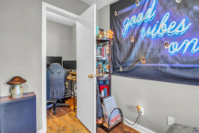 home office featuring wood-type flooring