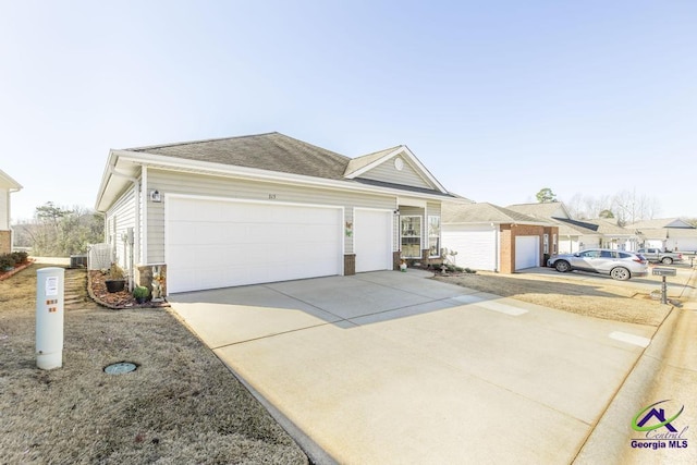 single story home with a garage