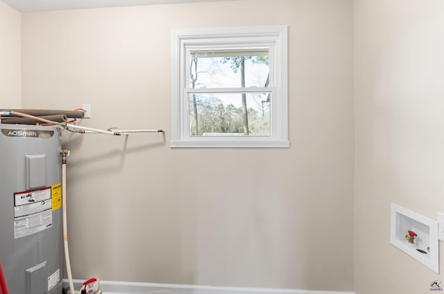 utility room featuring water heater