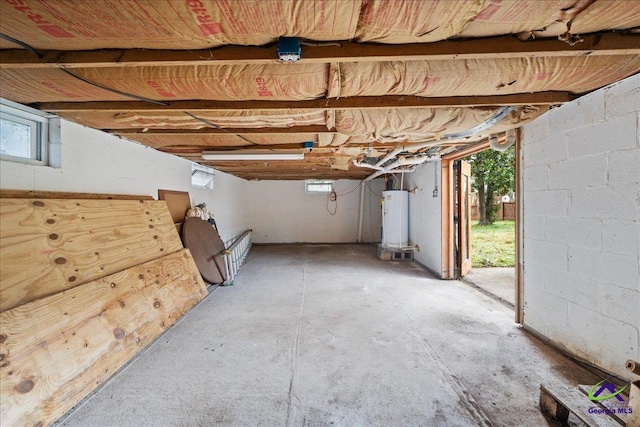 basement featuring water heater