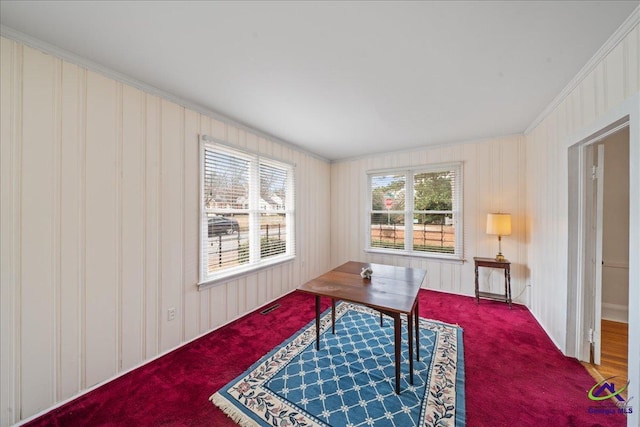 carpeted office space with visible vents