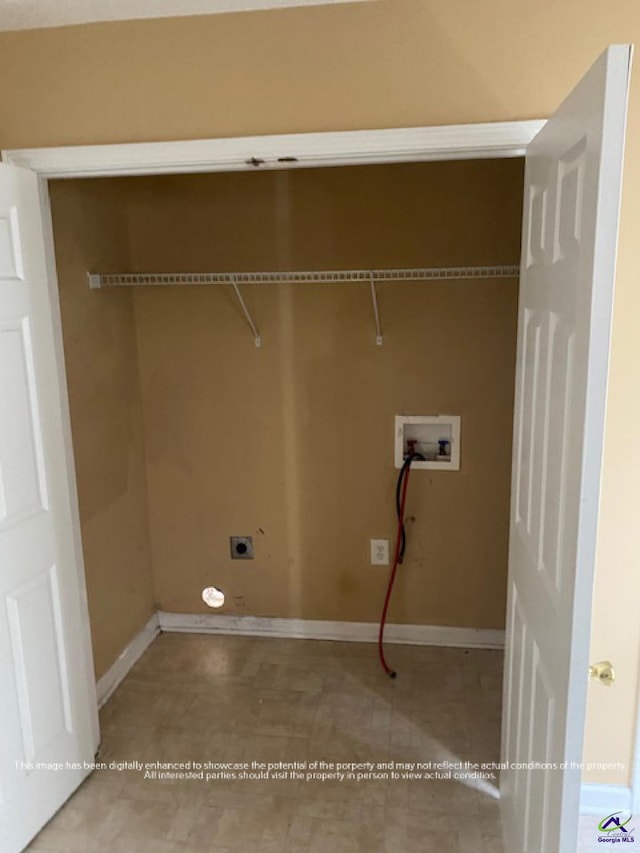 laundry area with washer hookup, laundry area, hookup for an electric dryer, and baseboards