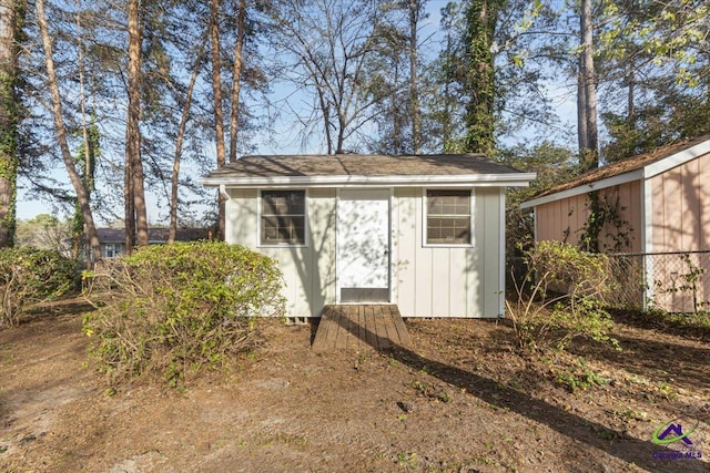 view of shed