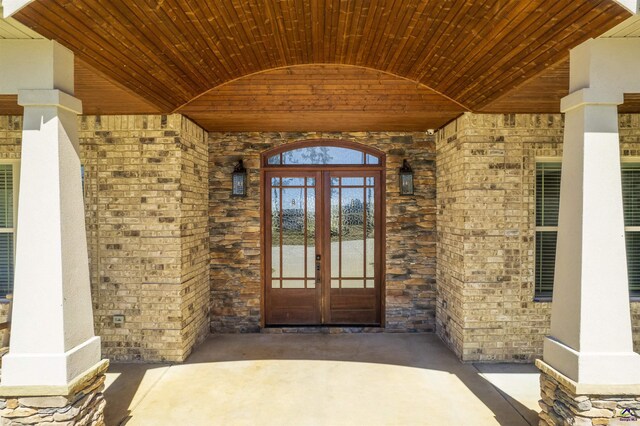 property entrance with french doors