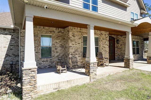 exterior space featuring covered porch