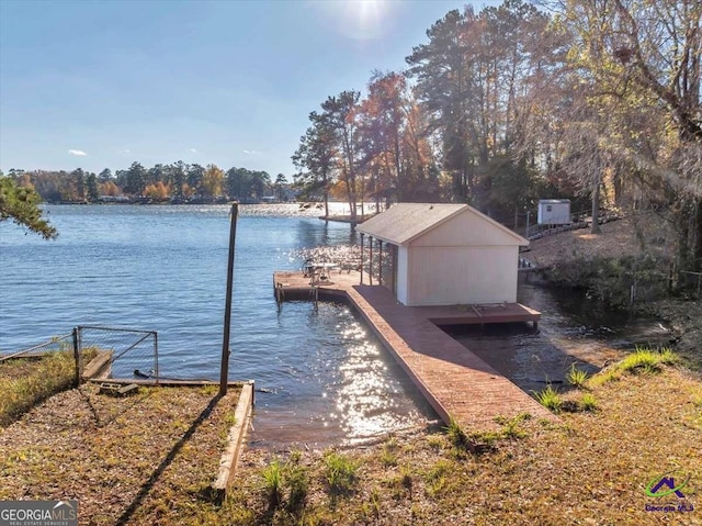 dock area featuring a water view