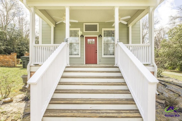 property entrance featuring covered porch