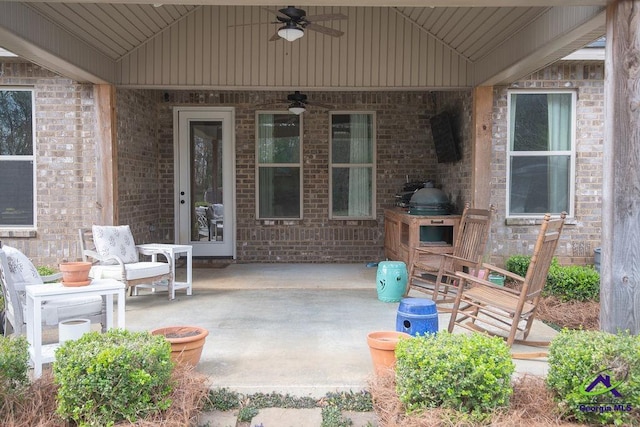 view of patio / terrace with ceiling fan