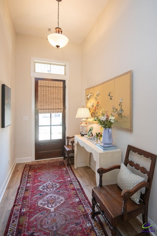 entrance foyer featuring wood finished floors and baseboards