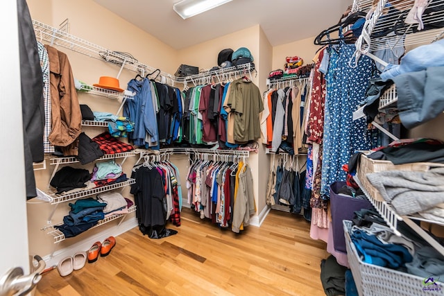 spacious closet with wood finished floors