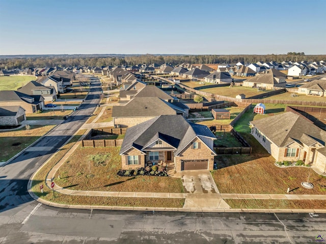 aerial view with a residential view