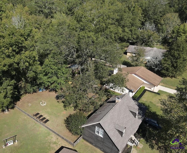 aerial view of a heavily wooded area