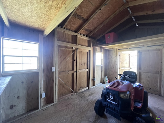 miscellaneous room with vaulted ceiling