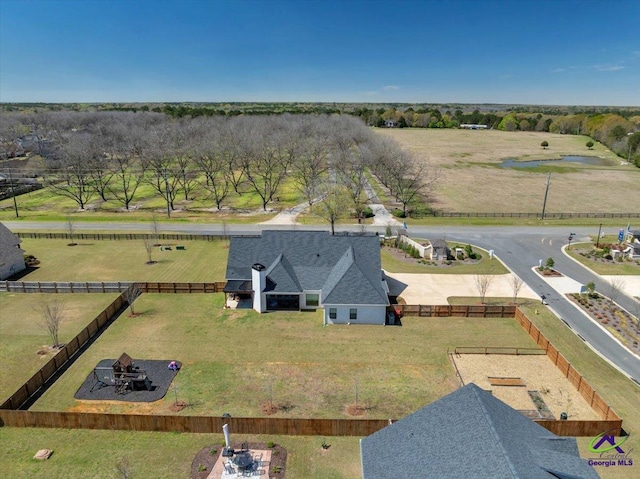 drone / aerial view with a rural view