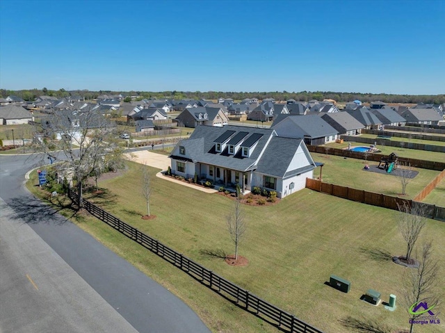 aerial view with a residential view