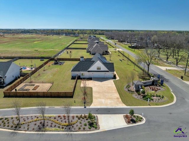 aerial view featuring a rural view