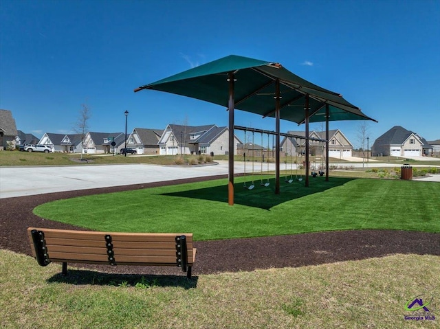 view of home's community with a lawn and a residential view