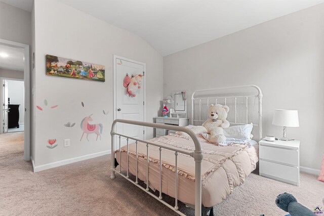 116 Hidesta Ct, Kathleen, GA 31047 - bedroom with baseboards, lofted ceiling, and carpet floors
