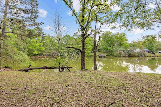 view of yard with a water view
