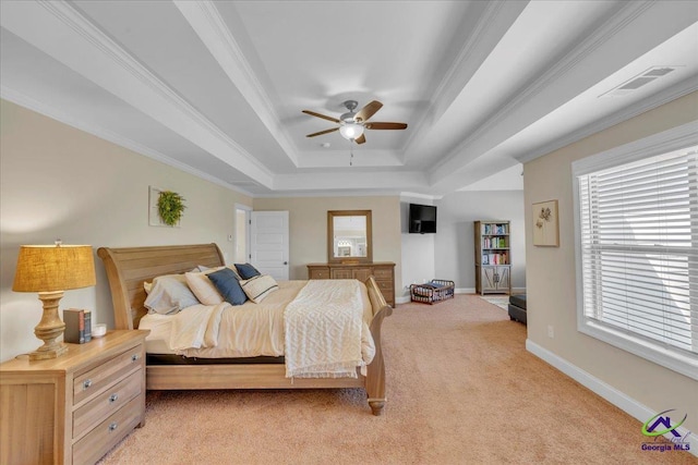 159 Feather Ln, Jackson, GA 30233 - bedroom with ornamental molding, visible vents, and light carpet