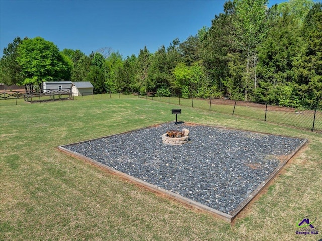 159 Feather Ln, Jackson, GA 30233 - view of yard featuring a fire pit and a fenced backyard