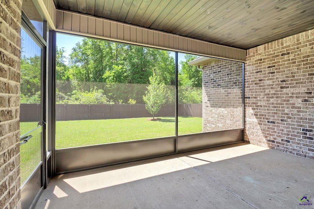 view of unfurnished sunroom
