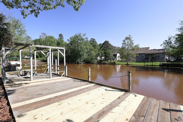 view of dock featuring a water view