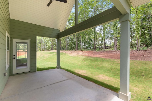 view of patio / terrace featuring a ceiling fan