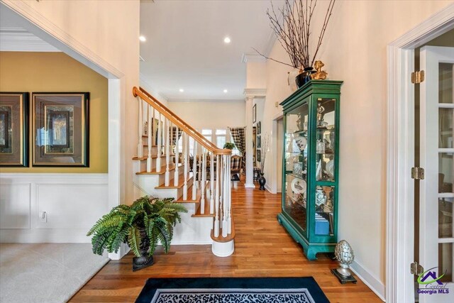 160 Barrington Hall Dr, Macon, GA 31220 - entryway featuring wood finished floors and stairway