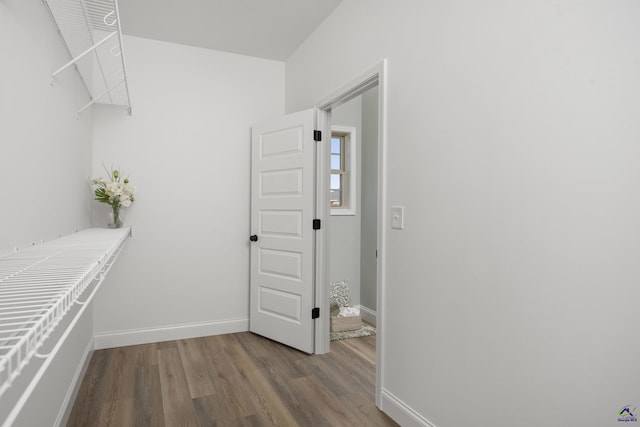spacious closet with wood finished floors
