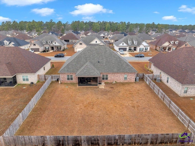 bird's eye view with a residential view