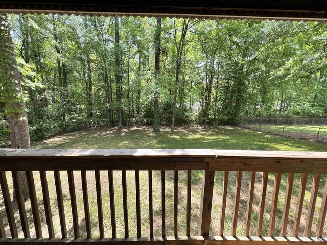 2045 Greentree Pkwy, Macon, GA 31220 - wooden terrace with a lawn and a fenced backyard