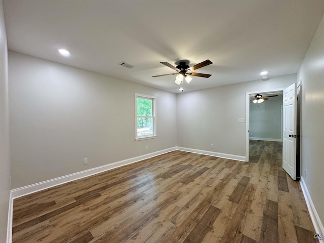 407 Frank Satterfield Rd, Perry, GA 31069 - spare room with ceiling fan, wood finished floors, baseboards, and recessed lighting