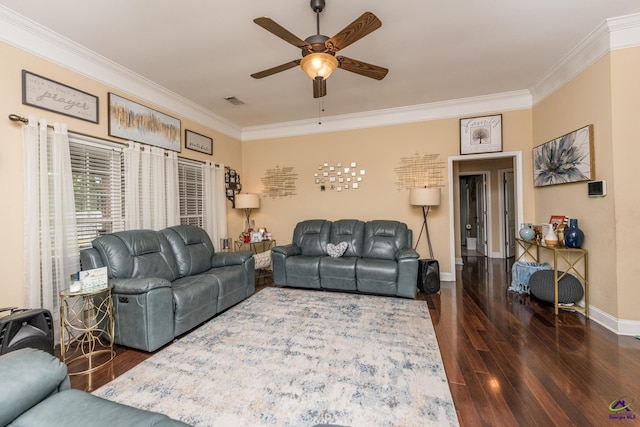 105 Taconic Ct, Bonaire, GA 31005 - living area with ornamental molding, a ceiling fan, wood finished floors, and baseboards