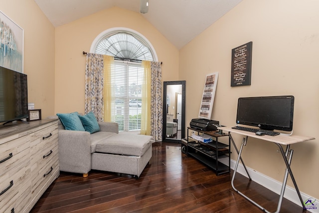 105 Taconic Ct, Bonaire, GA 31005 - living area featuring dark wood finished floors, a wealth of natural light, and lofted ceiling