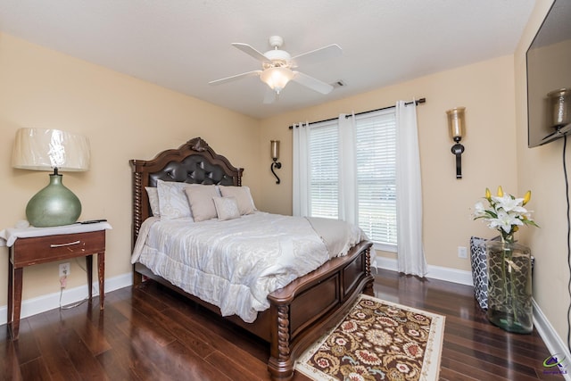 105 Taconic Ct, Bonaire, GA 31005 - bedroom featuring baseboards, visible vents, wood finished floors, and ceiling fan