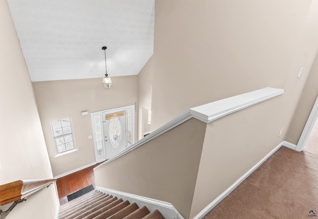 203 York Ln, Macon, GA 31220 - stairs featuring baseboards and lofted ceiling