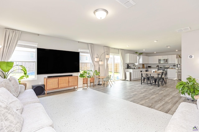 living area with visible vents