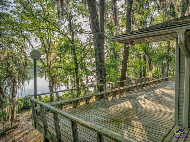 deck with a water view