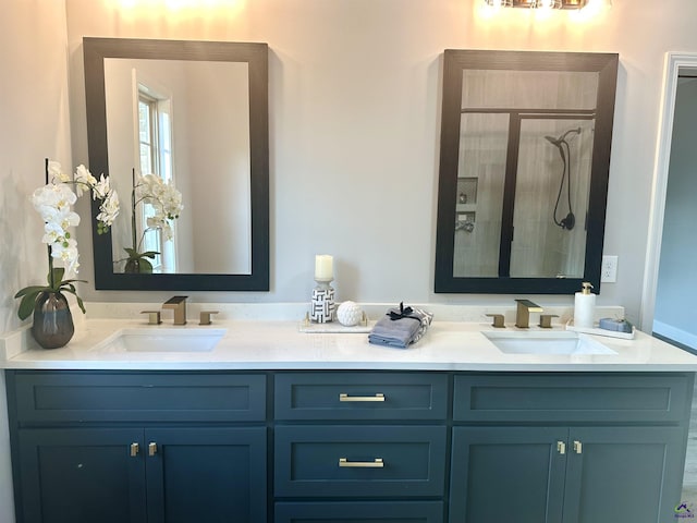 84 Camden Way, Hawkinsville, GA 31036 - bathroom with double vanity and a tile shower