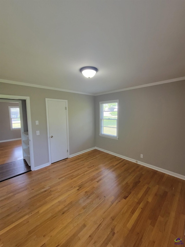 empty room featuring baseboards, plenty of natural light, and ornamental molding