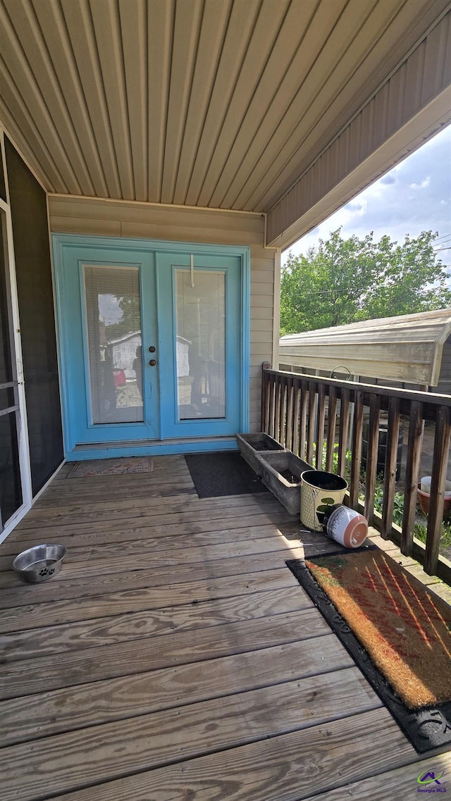 deck featuring french doors
