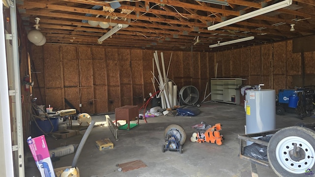 garage with water heater