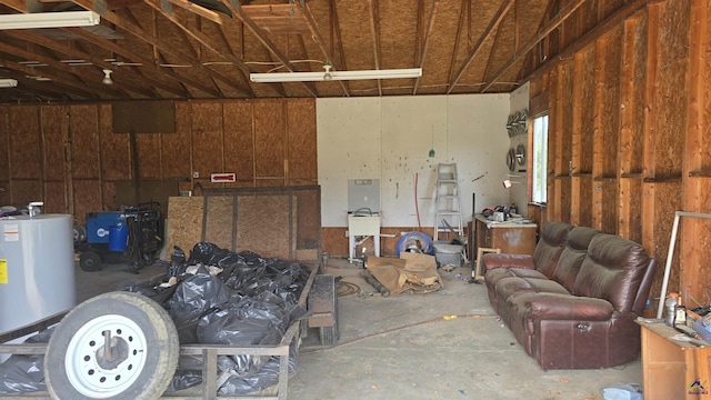 garage with water heater